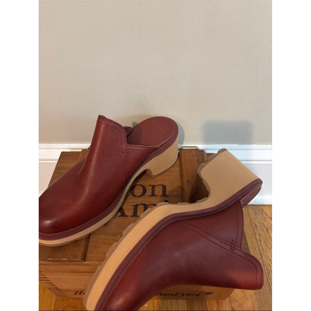 Sorel Hi-Line Heel Mule Boots Womens Size 9.5 Spice Red Leather Clog Platform - Picture 4 of 8